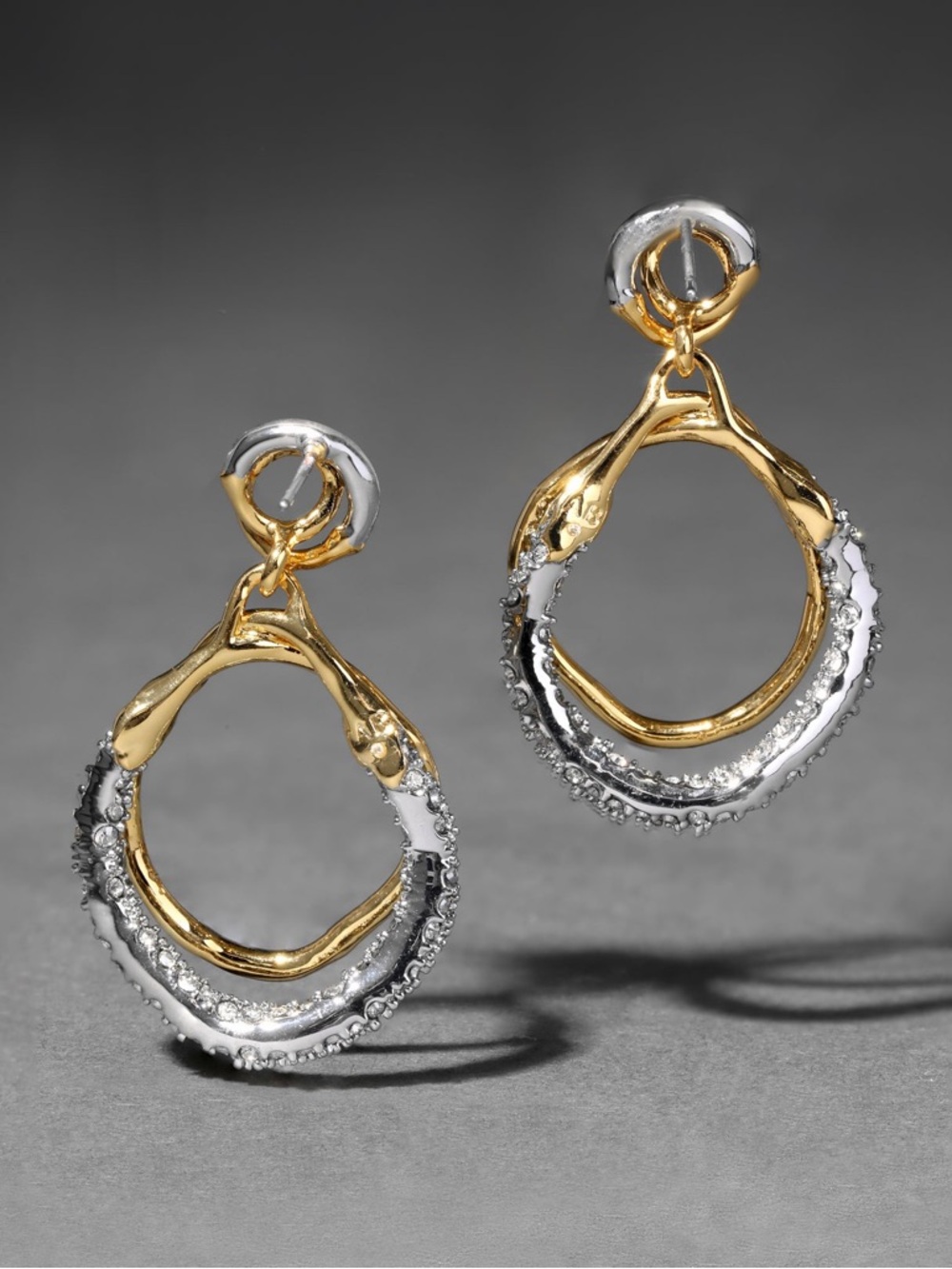Alexis Bittar Solanales Gold Crystal Orbit Drop Post Earrings - Picture 3 of 3